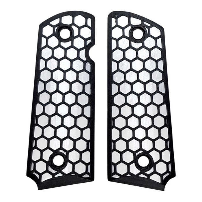 White & Black Honeycomb Printed 1911 Grips (Compact)