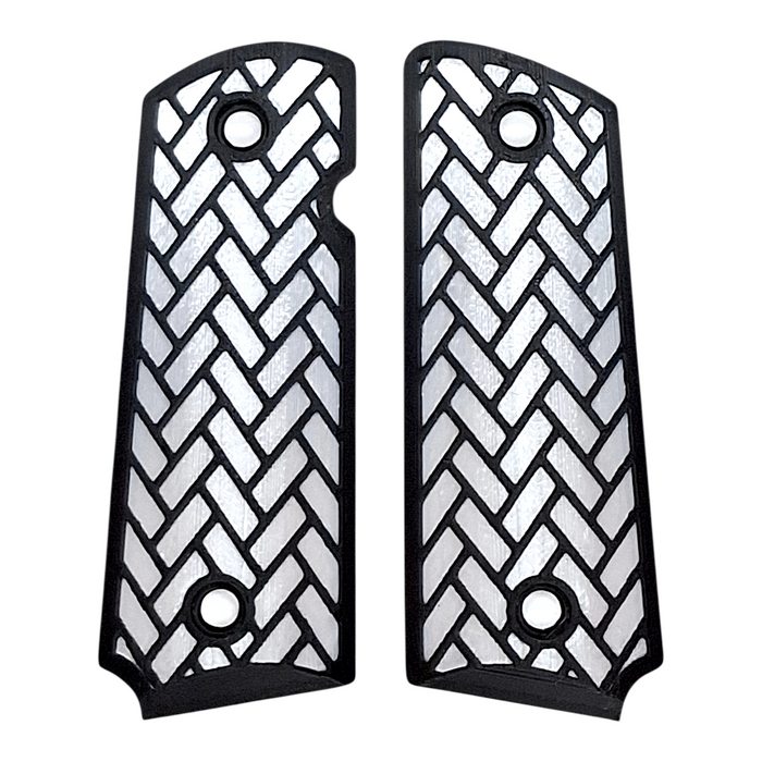 White & Black Weave Printed 1911 Grips (Compact)