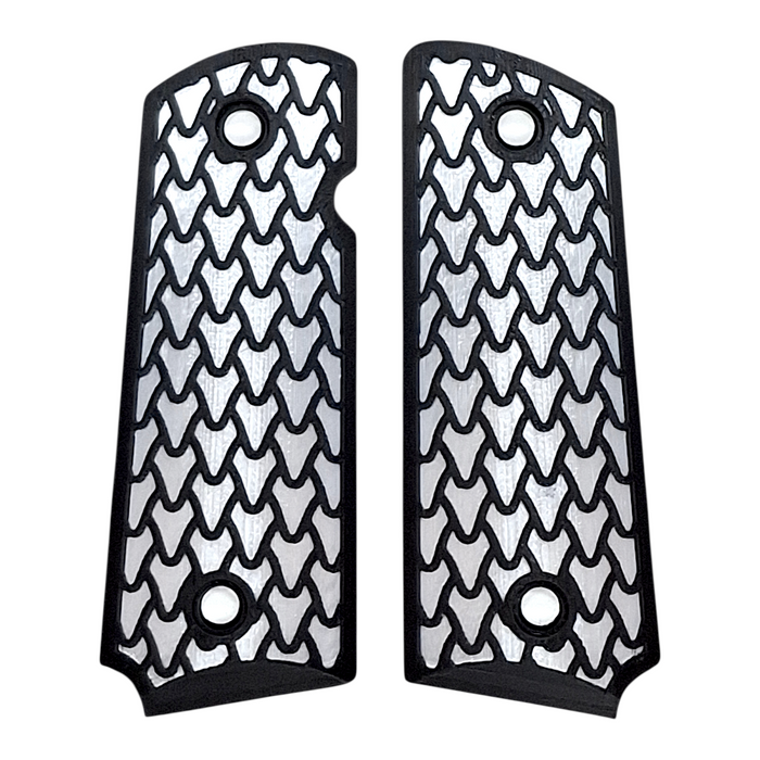 White & Black Dragon Scale Printed 1911 Grips (Compact)