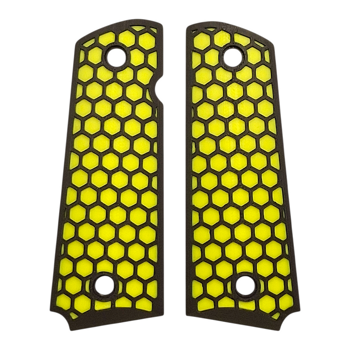 Yellow & Black Honeycomb Printed 1911 Grips (Full Size)