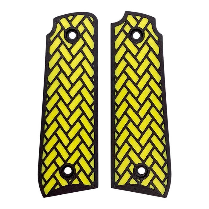 Yellow & Black Weave Printed Ruger Mark IV 22/45 Grips