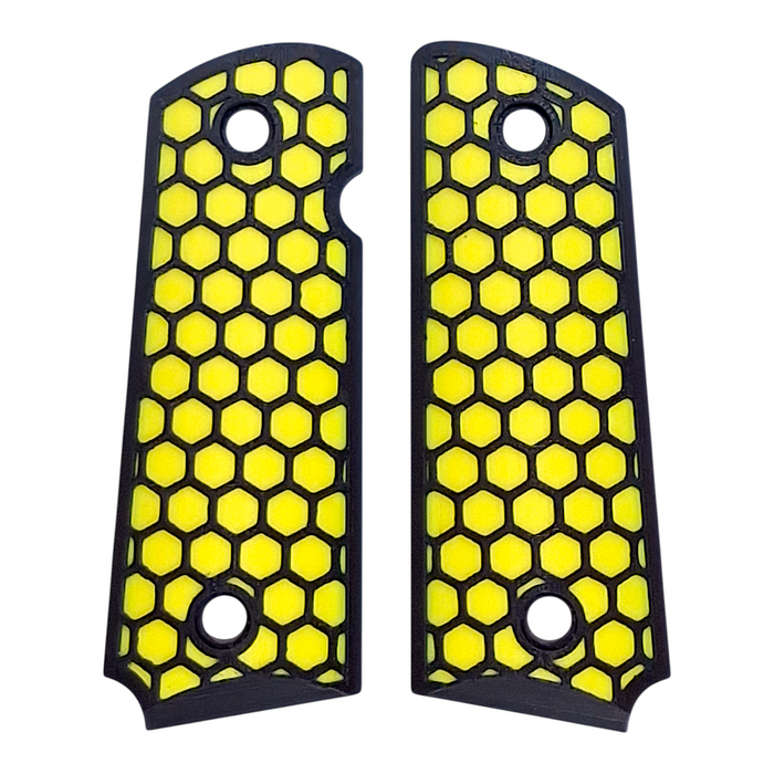 Yellow & Black Honeycomb Printed 1911 Grips (Compact)