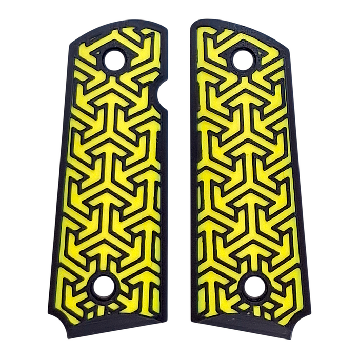 Yellow & Black Tritessel Printed 1911 Grips (Compact)