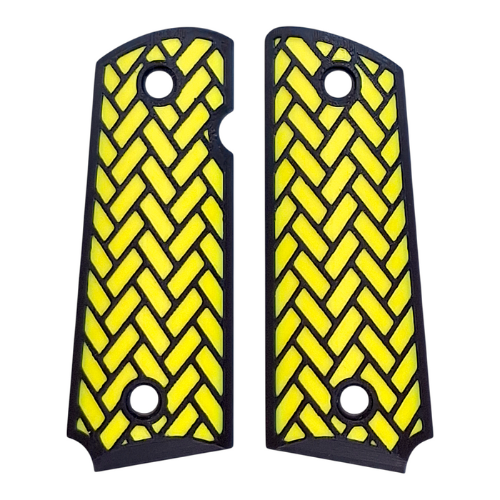 Yellow & Black Weave Printed 1911 Grips (Compact)
