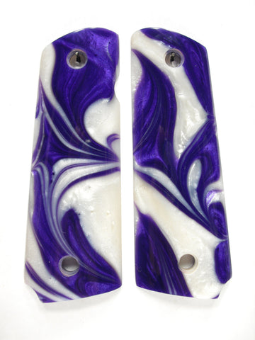 Purple & White Pearl 1911 Grips (Full Size)