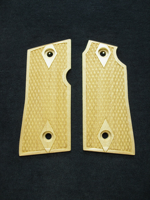 Maple Double Diamond Checkered Colt Mustang Pocketlite Grips