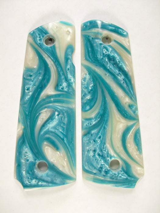Tiffany Blue & White Pearl 1911 Grips (Compact)