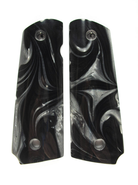 Silver & Black Pearl 1911 Grips (Compact) X