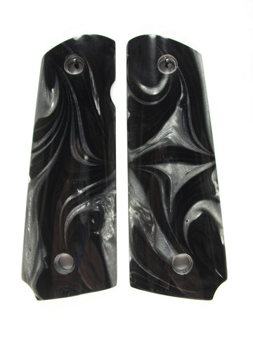 --Silver & Black Pearl 1911 Grips (Compact)