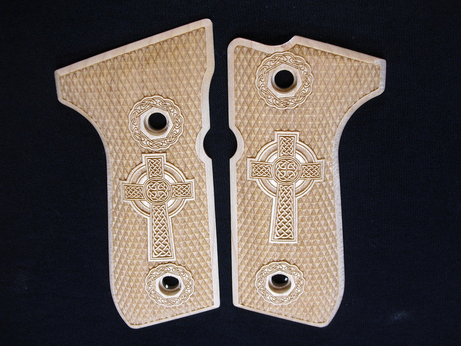 Maple Celtic Cross #2 Beretta 92fs Grips X