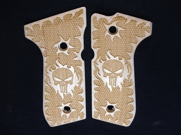 --Maple Punisher Beretta 92fs Grips #1
