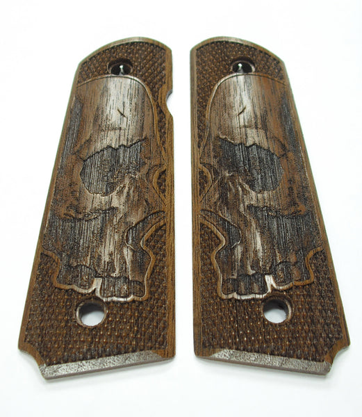 Walnut Skull 1911 Grips (Full Size) X