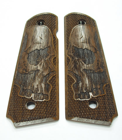 Walnut Skull 1911 Grips (Compact) X