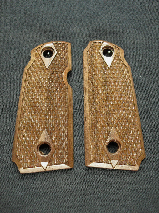 Walnut Double Diamond Checkered Kimber Micro 380 Grips