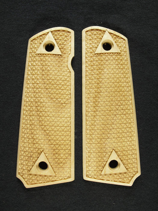 Maple Triangle Checkered 1911 Grips (Full Size) X