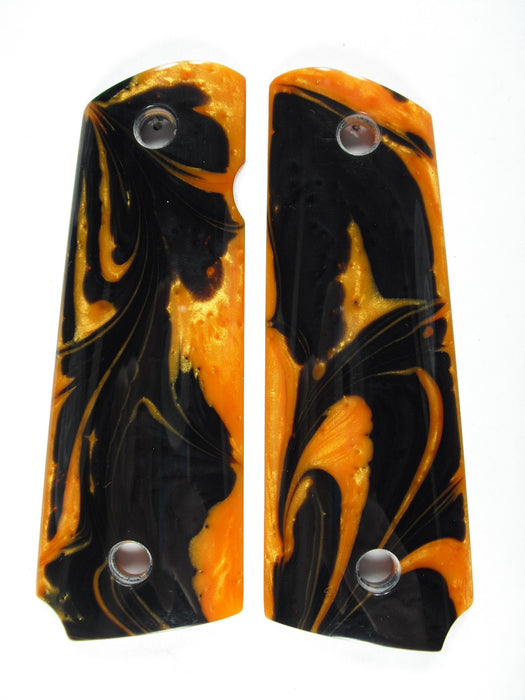 Orange & Black Pearl 1911 Grips (Compact)
