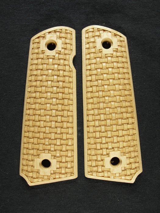 Maple Basket Weave 1911 Grips (Full Size) X