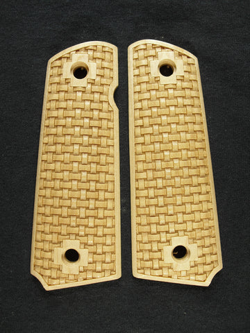--Maple Basket Weave 1911 Grips (Full Size)