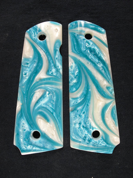 Tiffany Blue & White Pearl 1911 Grips (Compact)