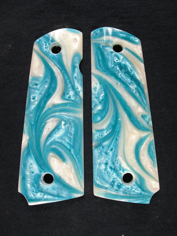 Tiffany Blue & White Pearl 1911 Grips (Full Size)
