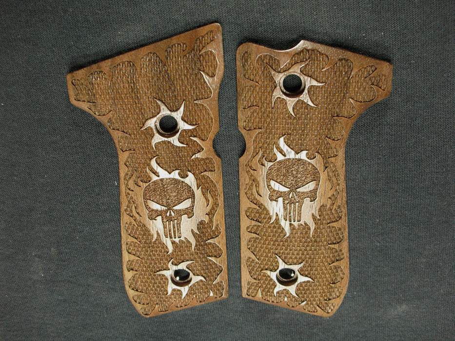 Walnut Punisher #1 Beretta 92fs Grips X