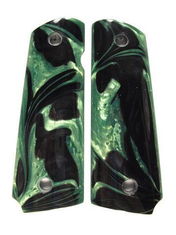 --Dark Green & Black Pearl 1911 Grips (Full Size)