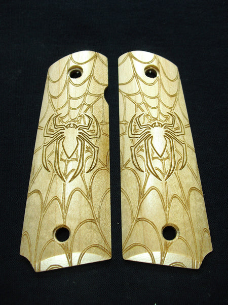 Maple Spider & Web 1911 Grips (Full Size) X