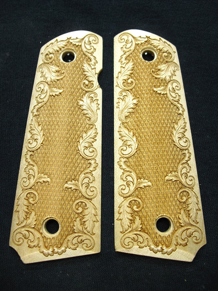 Maple Floral Border Checker 1911 Grips (Full Size)