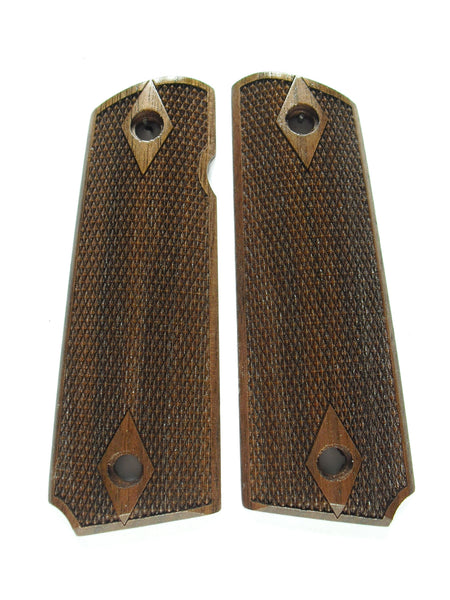 Walnut Double Diamond Fine Checkered 1911 Grips (Full Size)