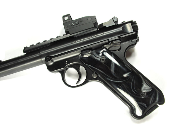 Silver & Black Pearl Ruger Mark IV Grips