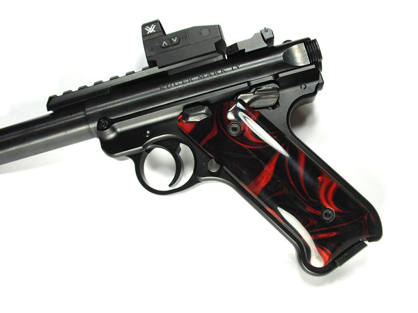 Red & Black Pearl Ruger Mark IV Grips