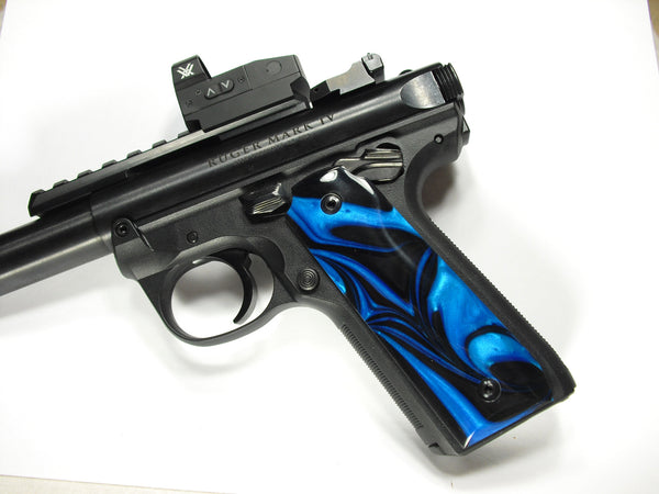 Blue & Black Pearl Ruger Mark IV 22/45 Grips