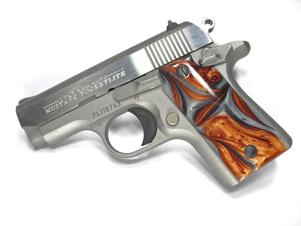 Copper & Silver Pearl Colt Mustang Pocketlite Grips
