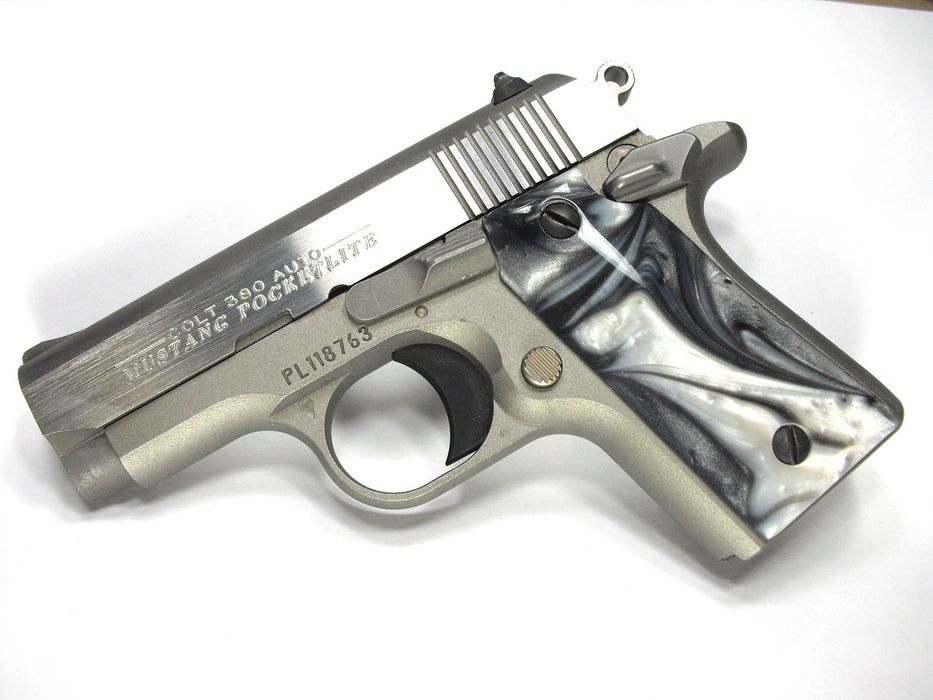 Silver & White Pearl Colt Mustang Pocketlite Grips