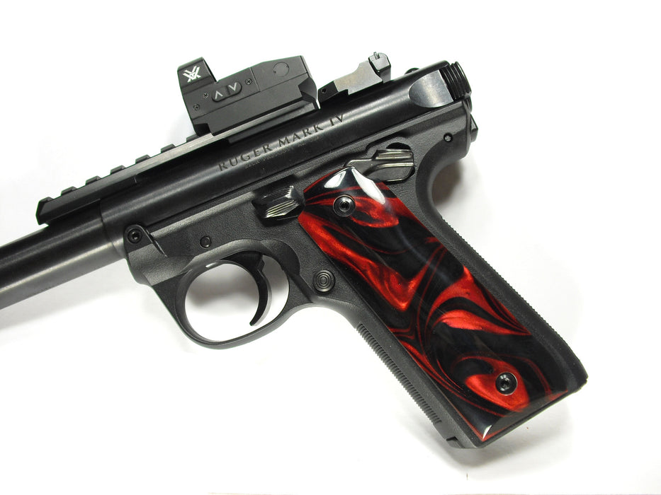 Red & Black Pearl Ruger Mark IV 22/45 Grips