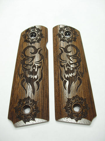 --Walnut Tribal Skull 1911 Grips (Full Size)