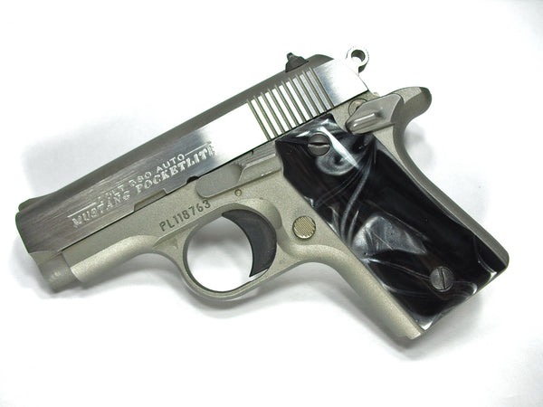 Silver & Black Pearl Colt Mustang Pocketlite Grips