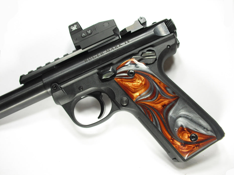 Copper & Silver Pearl Ruger Mark IV 22/45 Grips
