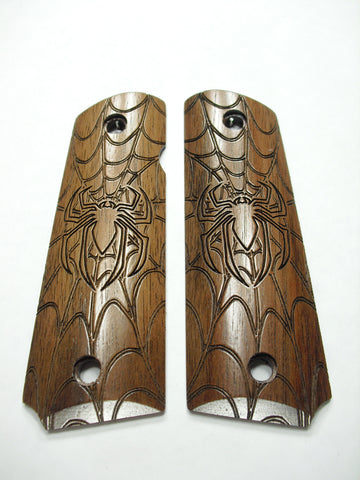 --Walnut Spider & Web 1911 Grips (Full Size)