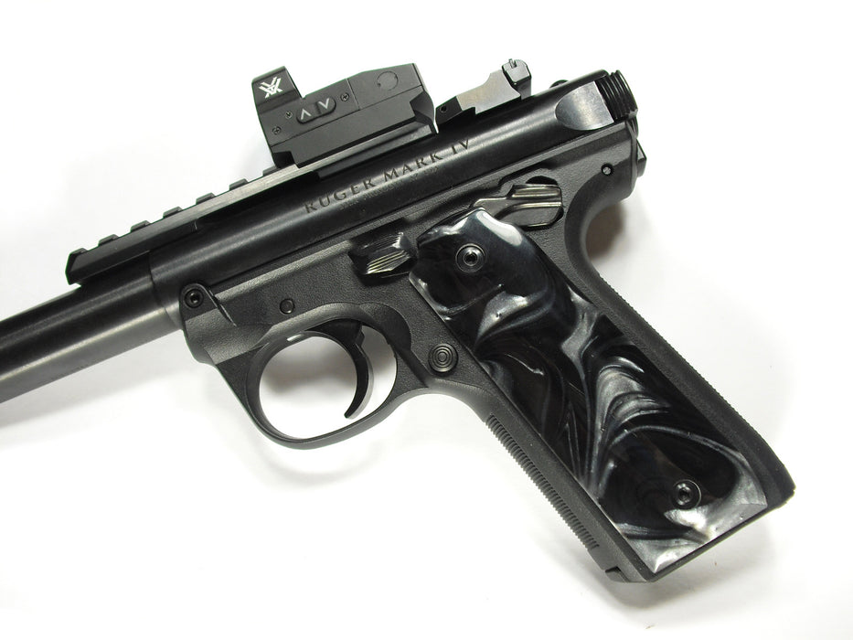 Silver & Black Pearl Ruger Mark IV 22/45 Grips