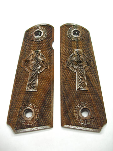 Walnut Celtic Cross #2 1911 Grips (Full Size)