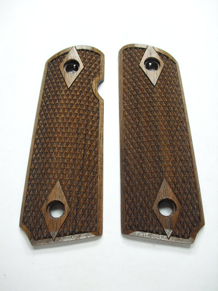 Walnut Double Diamond Coarse Checker 1911 Grips (Compact)