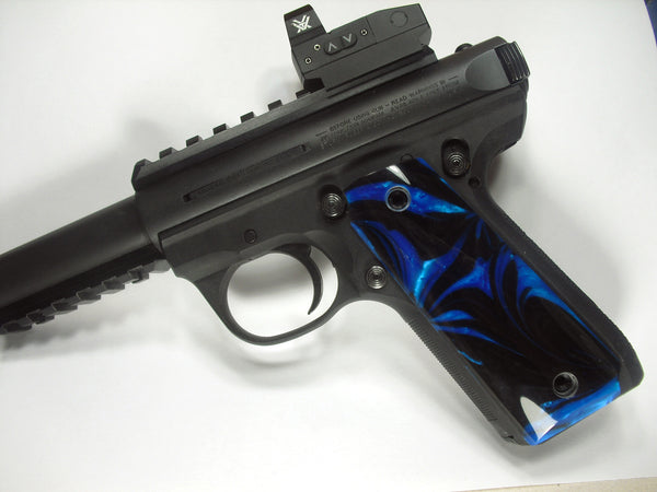 Blue & Black Pearl Ruger Mark III 22/45 Grips