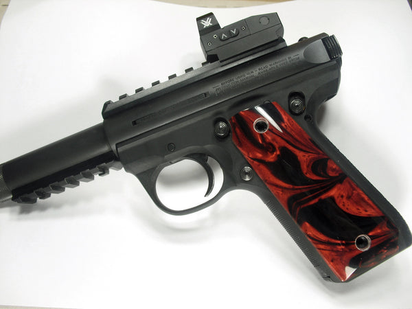Red & Black Pearl Ruger Mark III 22/45 Grips