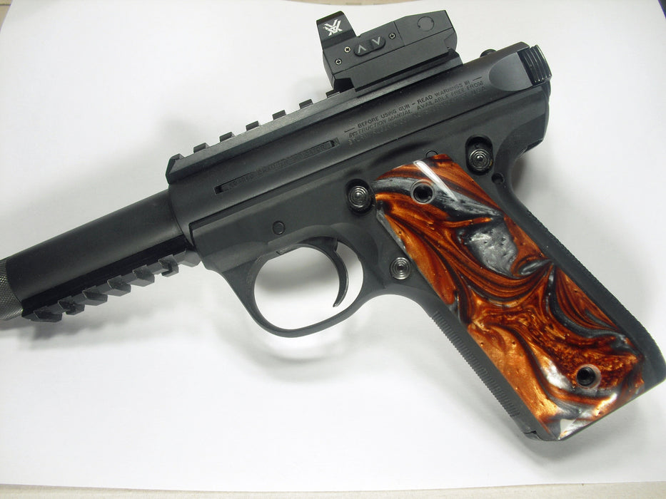 Copper & Silver Pearl Ruger Mark III 22/45 Grips