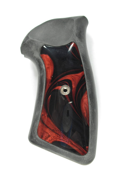 Black & Red Pearl Ruger Gp100 Grip Inserts