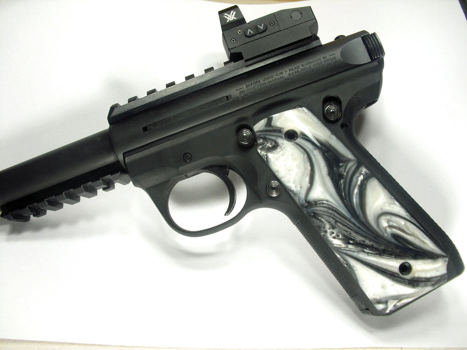 Silver & White Pearl Ruger Mark III 22/45 Grips