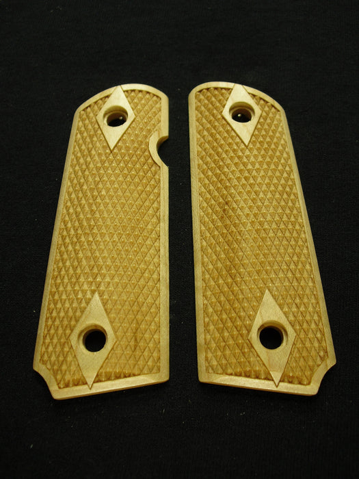 Maple Double Diamond Coarse Checker 1911 Grips (Compact) X
