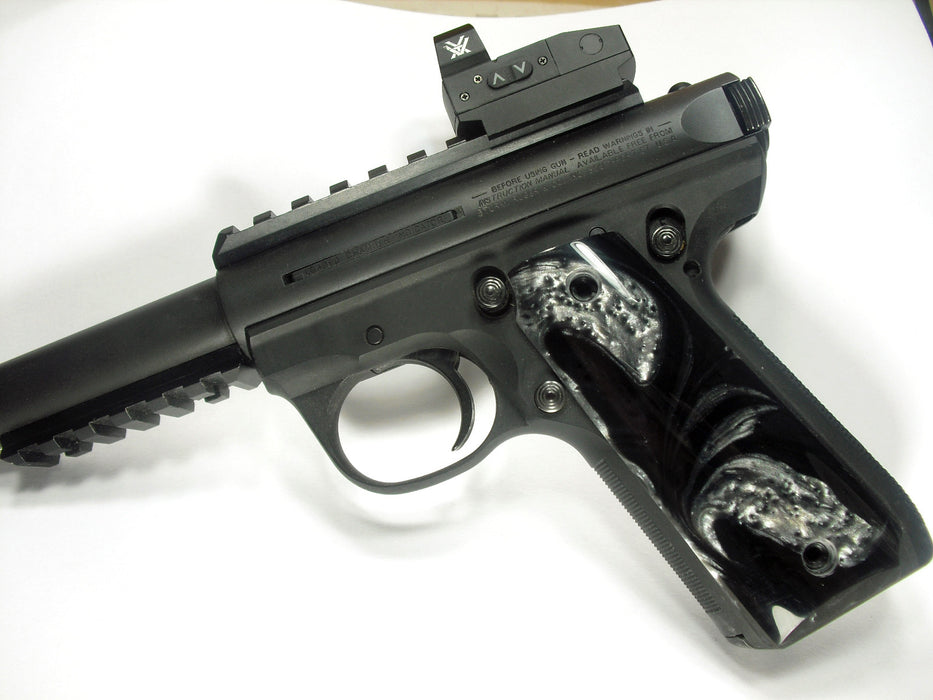 Silver & Black Pearl Ruger Mark III 22/45 Grips