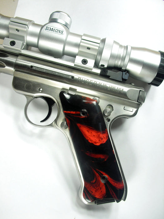 Red & Black Pearl Ruger Mark II/III Grips